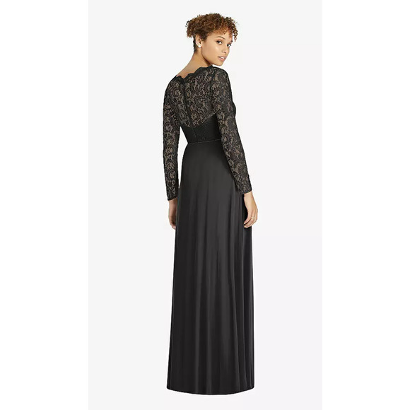 NEW! Dessy Collection Size 4 Illusion-Back Lace Chiffon Dress $292 msrp I23-17 - Picture 2 of 10
